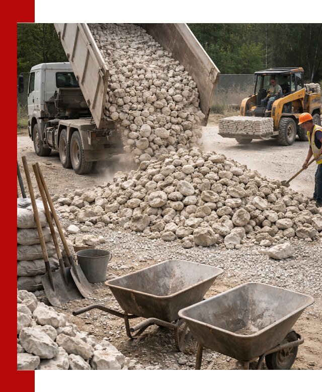 Доставка и продажа бутового известнякового камня в Кыштыме