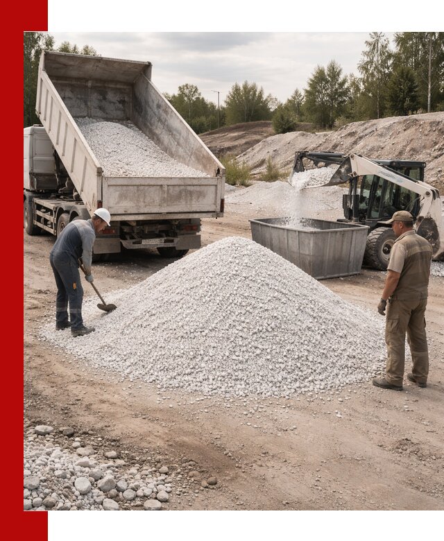 Доставка и продажа белой мраморной крошки в Кыштыме