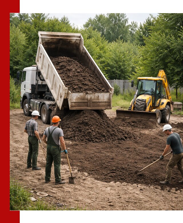 Доставка и укладка грунта для выравнивания участка в Кыштыме