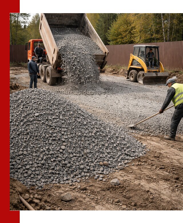 Отсыпка участка щебнем с доставкой и уплотнением в Кыштыме